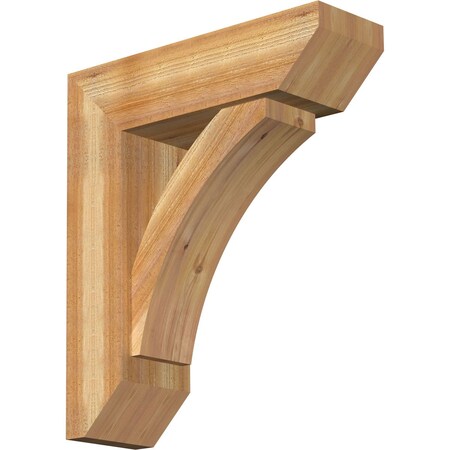Ekena Millwork Thorton Slat Rough Sawn Bracket w/ Offset Brace, Western Red Cedar, 8"W x 26"D x 30"H BKT0806X26X30THR06RWR